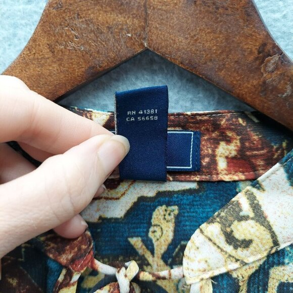 Chaps Petite Womens Multicolor Paisley Print Long Sleeve Blouse Size PL - Picture 3 of 4